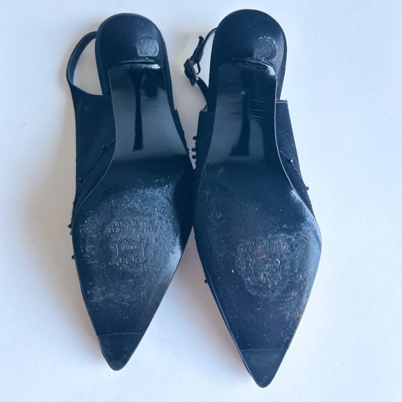 Stuart Weitzman Black Fabric Point Toe Heels size 8.5 - Picture 8 of 14